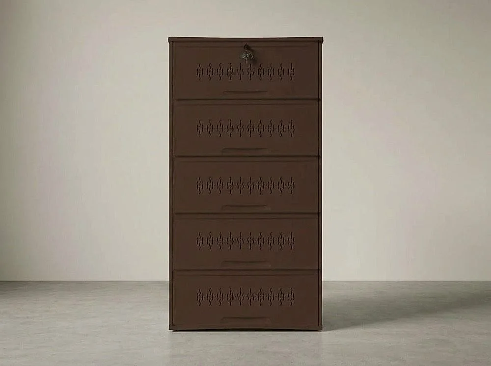 5-Step wall-mounted steel shoe rack in Coffee Brown